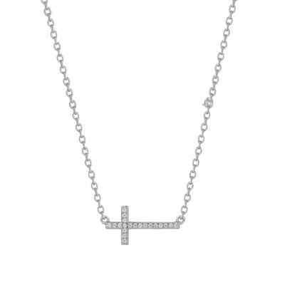 Xenox Kette mit Anhänger Damen Kreuz Zirkon 925 Sterlingsilber XS10035