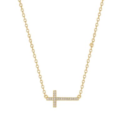 Xenox Kette mit Anhänger Damen Kreuz Zirkon Silber Vergoldet XS10035G