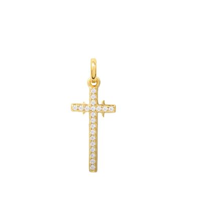 Xenox Kette mit Anhänger Damen Kreuz Zirkon Silber Vergoldet XS10036G