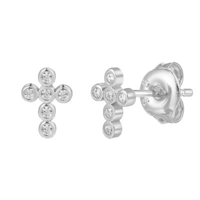 Xenox Ohrstecker Damen Kreuz Mit Zirkonia 925 Sterlingsilber XS10039