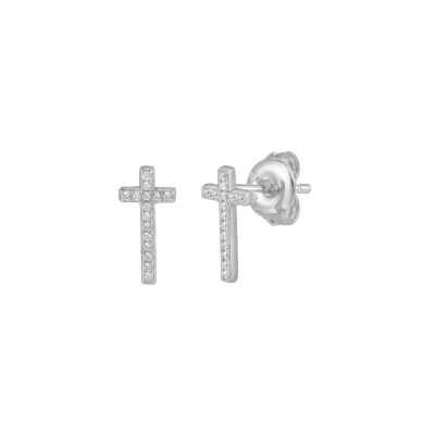 Xenox Ohrstecker Damen Kreuz Mit Zirkonia 925 Sterlingsilber XS10040