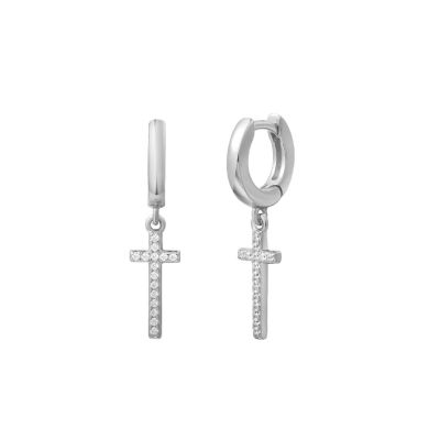 Xenox Creolen Damen Kreuz Mit Zirkonia 925 Sterlingsilber XS10041