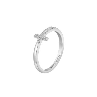 Xenox Ring Damen Funkelndes Kreuz mit Zirkonia Silber XS10043