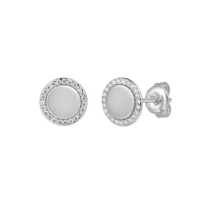 Xenox Ohrstecker Damen Gravur Zirkonia Sterling-Silber XS10073