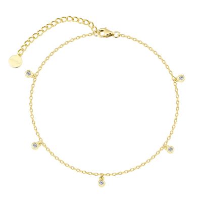 Xenox Fußkette Damen Basic Zirkonia Silber Vergoldet XS10081G