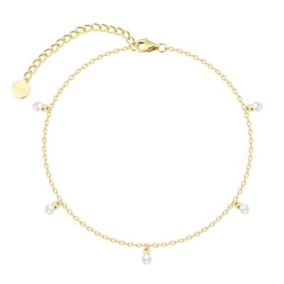 Xenox Fußkette Damen Basic Perlen Sterlingsilber Vergoldet XS10082G
