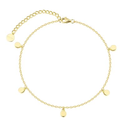 Xenox Fußkette Damen Runde Plättchen Sterlingsilber Vergoldet XS10083G