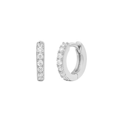 Xenox Creolen Damen Modern Basic Zirkonia Silber 10,5 mm XS10350