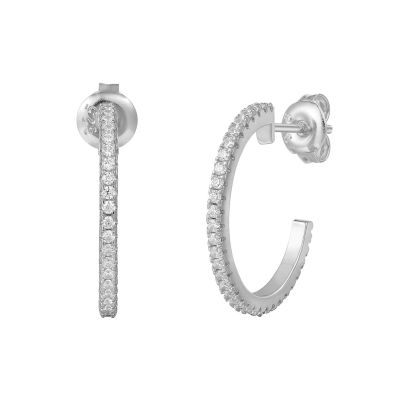 Xenox Creolen Damen Modern Basic Zirkonia Sterlingsilber 20 mm XS10353