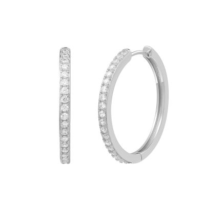 Xenox Creolen Damen Modern Basic Zirkonia Silber 25 mm XS10355