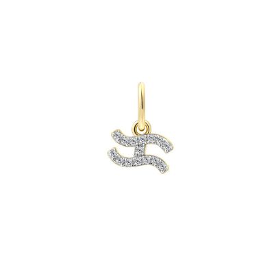 Xenox Anhänger Sternzeichen Wassermann Zirkon 18k Vergoldet XS10470G