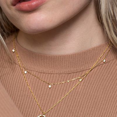 Xenox Halskette Damen Krappe Zirkonia Sterlingsilber Vergoldet XS2036G