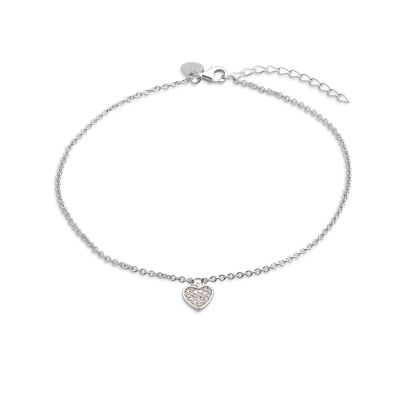 Xenox XS3533 Fusskette Crazy Daisy Silber Zirkonia mit Herz-Anhänger