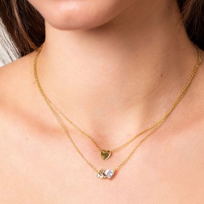 Xenox Kette mit Anhänger Damen Love Story Herzen Vergoldet XS3600G