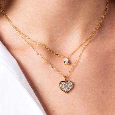 Xenox XS3604G Kette mit Anhänger Damen Love Story Herz Vergoldet 45 cm