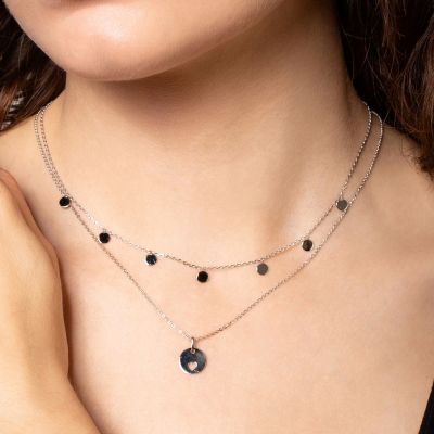 Xenox XS3690G Halskette Damen Plättchen Sterling-Silber Vergoldet 45 cm