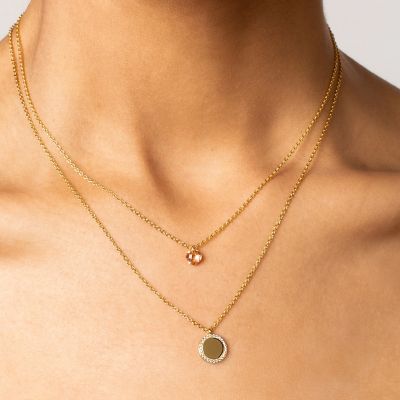 Xenox Halskette mit Anhänger Classic Circle Zirkonia Vergoldet XS6089G