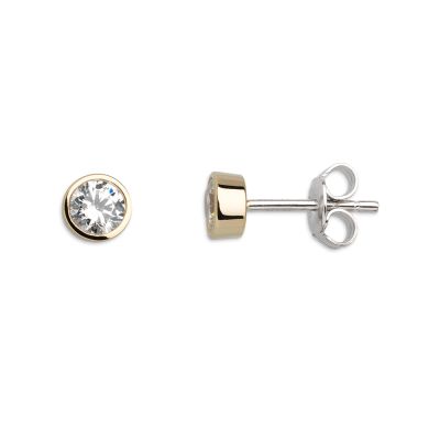 Xenox XS7028G Ohrstecker Damen Silver Circle Gelb-Gold Zirkonia Ø 6 mm