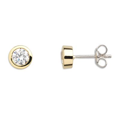 Xenox Ohrstecker Silver Circle Zirkonia Gold-Ton 7 mm XS7156G