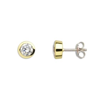 Xenox Ohrstecker Damen Zirkonia Silber 18k Vergoldet 8 mm XS7157G