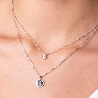 Xenox Halskette mit Anhänger Damen Krappe Zirkonia 925 Silber XS7347