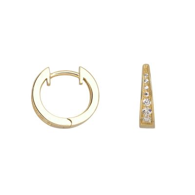 Xenox Creolen Damen Zirkonia 925 Sterlingsilber Vergoldet 13mm XS8659G