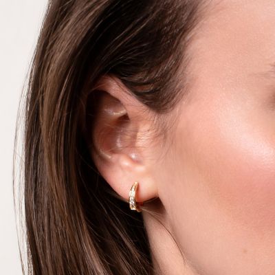 Xenox Creolen Damen Zirkonia 925 Sterlingsilber Vergoldet 13mm XS8659G