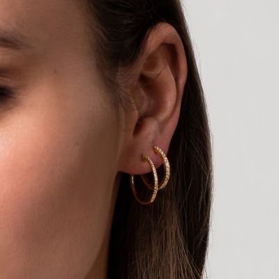 Xenox Creolen Ohrringe Damen Zirkonia Silber Vergoldet 18 mm XS8663G