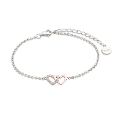 Xenox Armband Damen Love Story Herzen Silber Rosévergoldet XS2929R