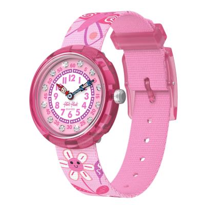 Flik Flak Mädchen-Uhr Happy Meadow Analog Quarz Textil-Band FBNP239