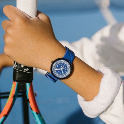 Flik Flak Jungen-Uhr Fizz In Blue Analog Quarz Silikon-Band FCNP002