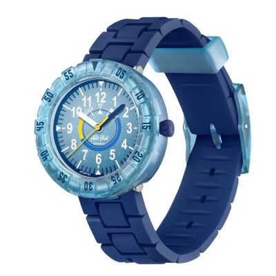 Flik Flak Jungen-Uhr Bluebrick Analog Quarz Silikon-Band FCSP133