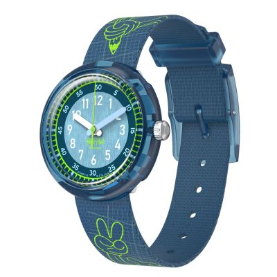 Flik Flak Jungen-Uhr Code Talk Analog Quarz Textil-Band FPNP174