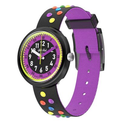Flik Flak Mädchen-Uhr Astro Disco Analog Quarz Textil-Armband FPNP191