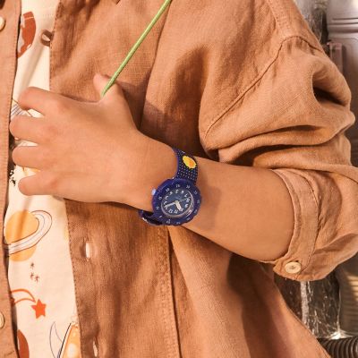 Flik Flak Jungen-Uhr Solar Universe Analog Quarz Textil-Band FPSP081