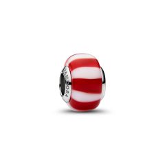 Pandora Charm Zuckerstange Rot Murano-Glas Platinbeschichtet 735071C01