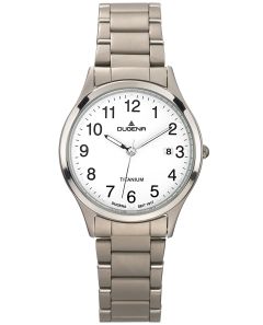 Dugena Herren-Uhr Semper Wei&szlig; Analog Quarz Titan-Armband 4460328