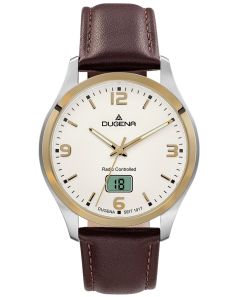 Dugena Herren-Uhr Tresor Funk Quarz Leder-Armband Braun 4460862
