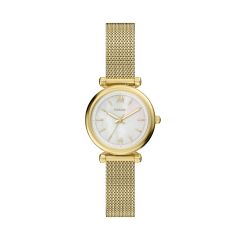 Fossil Damen-Uhr Carlie Mini Quarz Edelstahl-Band Goldton 28 mm ES5462