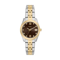 Fossil Damen-Uhr Scarlette Quarz Edelstahl-Band Gold-Silber-Ton ES5539