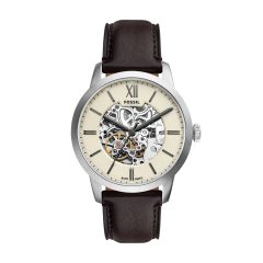 Fossil Herren-Uhr Townsman Analog Automatik Leder-Band Braun ME3299