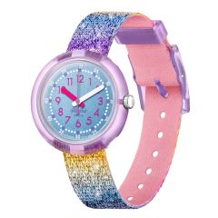 Flik Flak M&auml;dchen-Uhr Shine In Rainbow Analog Quarz Textil-Band FPNP128
