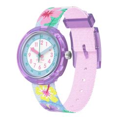 Flik Flak M&auml;dchen-Uhr Hibiskiss Analog Quarz Textil-Band FPNP186