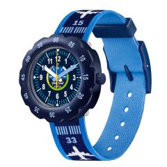 Flik Flak Jungen-Uhr Take Off Analog Quarz Textil-Band FPSP068