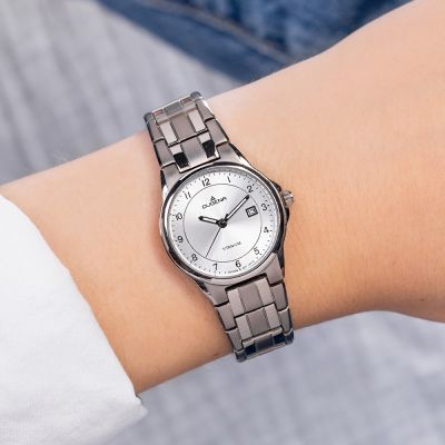 Dugena Damen-Uhr Gent Silber Analog Quarz Titan-Armband 4460870