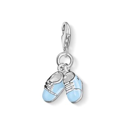 Thomas Sabo 0822-007-1 Charm-Anhänger Blaue Babyschuhe Silber