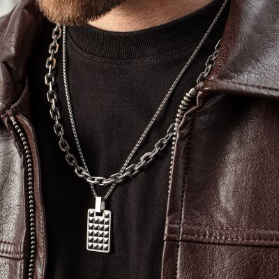 Coeur de Lion Halskette Herren Spikes Wendbar Edelstahl 0918/10-1700