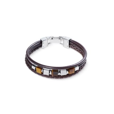 Coeur de Lion Armband Herren 3-reihig Tigerauge Leder 0921/30-1100