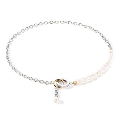 Coeur de Lion 1104/10-1426 Halskette Damen Y & Ovale Süßwasserperlen O-Ring Silber Gold