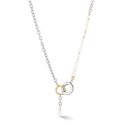 Coeur de Lion 1104/10-1426 Halskette Damen Y & Ovale Süßwasserperlen O-Ring Silber Gold